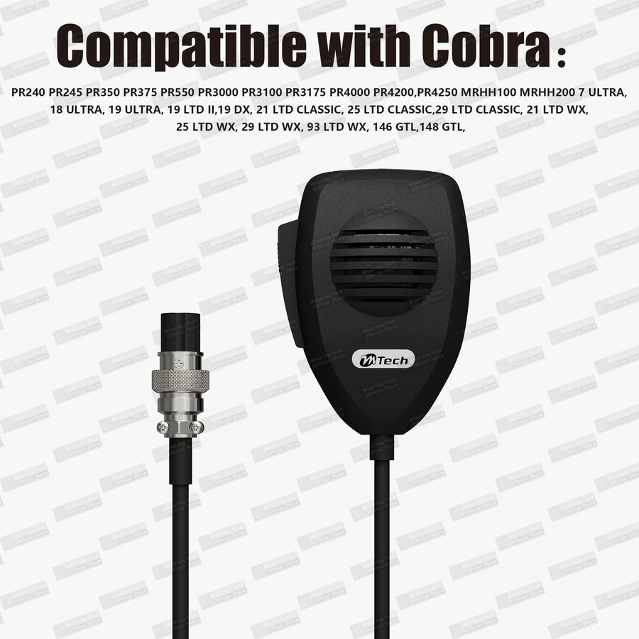 RONGYIN CB-12 Mikrofon mit 4-Pin-Anschluss in Schwarz für Amateurfunk und mobile CB-Funkgeräte wie Cobra 25 LTD, WX 7 ULTRA, 18 ULTRA, 19 DX und PPT-Lautsprecher - Bild 2