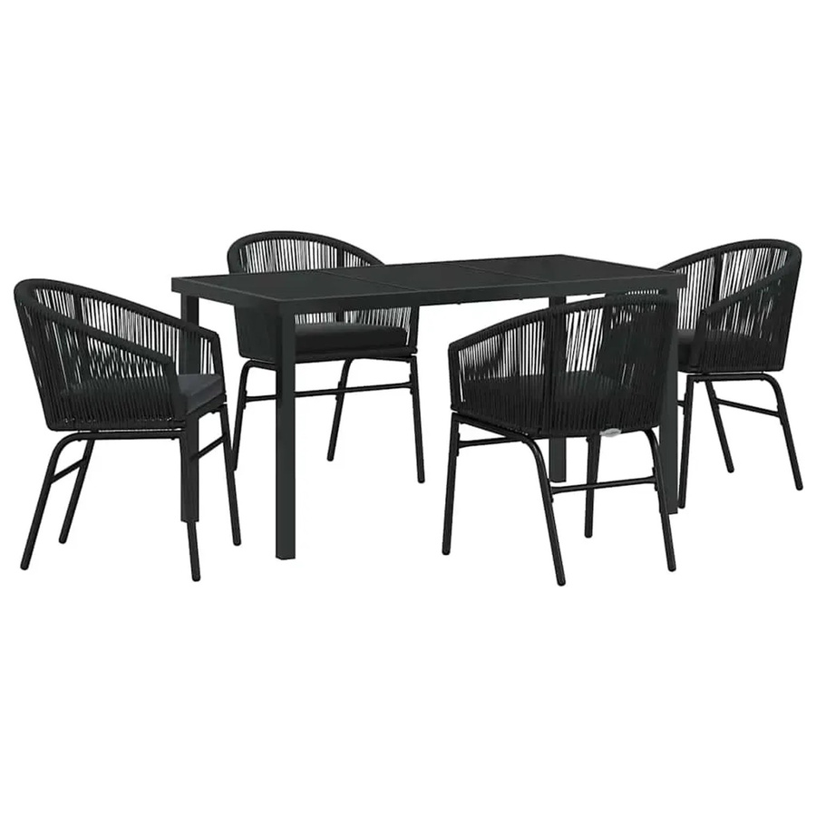 vidaXL Garten Essgruppe 5-teilig aus Poly Rattan in Schwarz für Garten und Terrasse - Bild 2