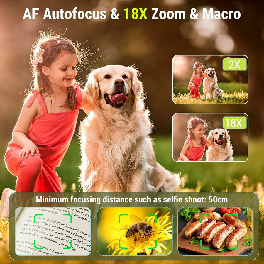 4K Digitalkamera mit 64 MP, 18X Zoom und 270 Grad Flip Screen für Fotografie und Vlogging in Schwarz - Bild 3