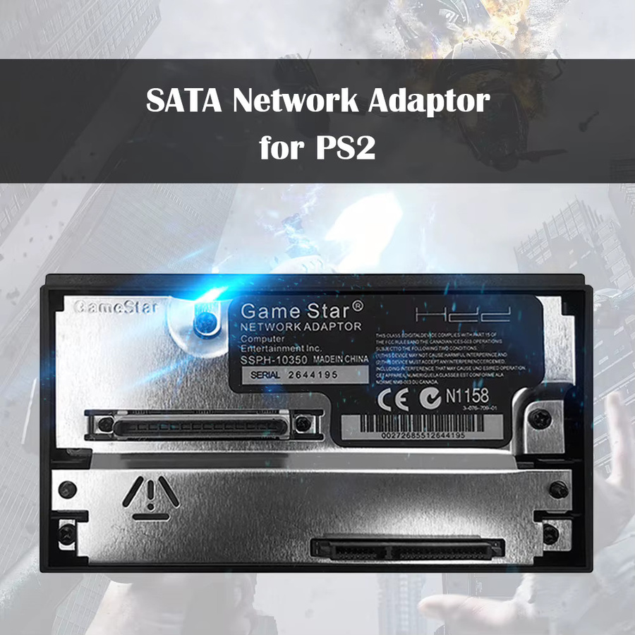 APWIKOGER SATA-Schnittstellen-Netzwerkadapter für PS2 Fat Konsole 30000 50000 in Schwarz, unterstützt bis zu 2TB 2,5/3,5 Zoll SATA HDD und SSD für schnelles Laden von Spielen - Bild 3