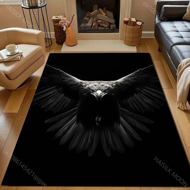 UQIDEHOME Teppich mit Weißkopfseeadler-Motiv in Braun und Schwarz, moderner Bereichsteppich aus Polyester, B/T: 40 x 60 cm - Bild 1