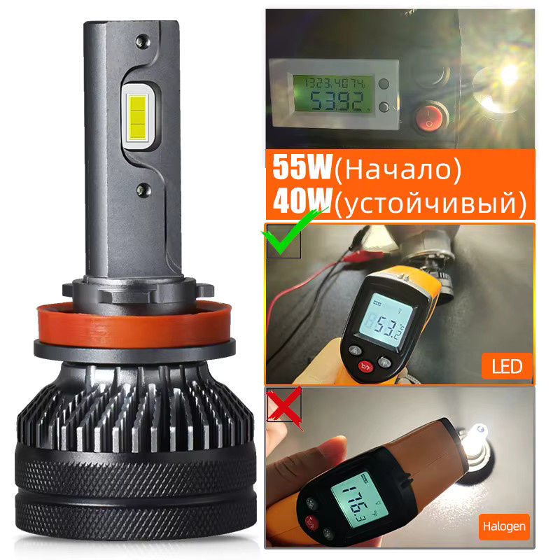 P2MAX K6C LED Autolampen Set in Silber, leistungsstarke Scheinwerferlichter für H1 H4 H7 H8 H11 9005 9006 9012 HB3 HB4 HIR2 880 H27, 110 W, 2 Stück - Bild 4