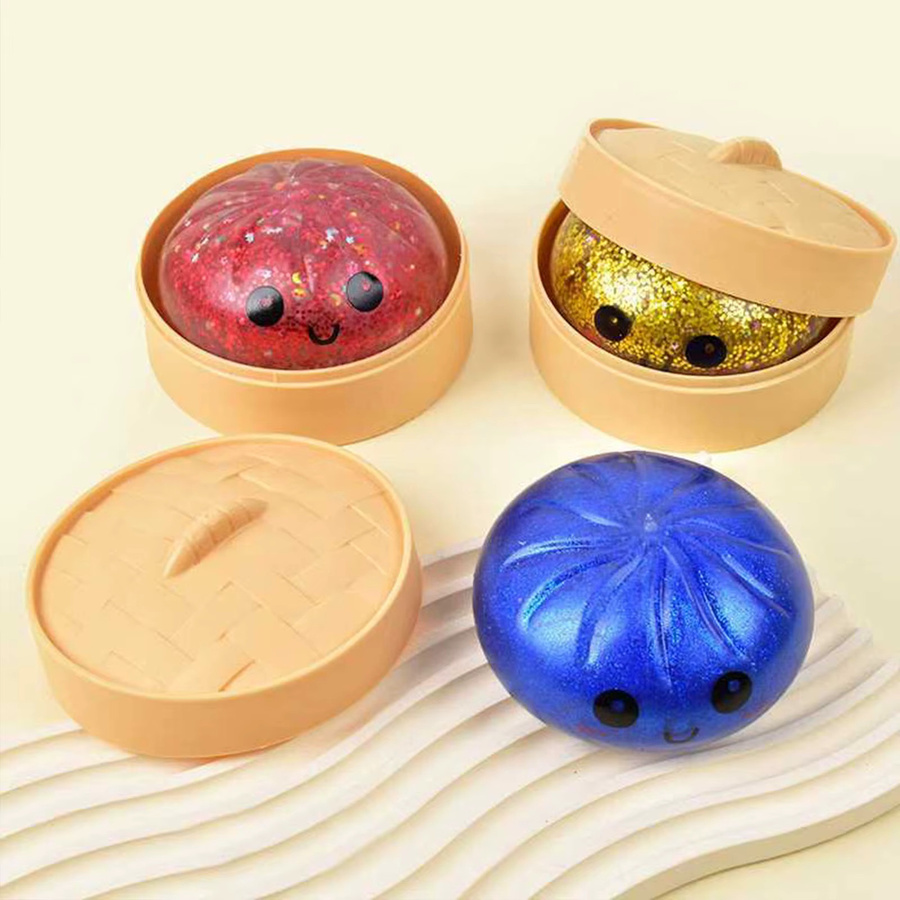alloet Glitzernder Brötchen-Dampfgarer, dehnbares Schreibtischspielzeug, Quetsch-Teigball - Bild 2