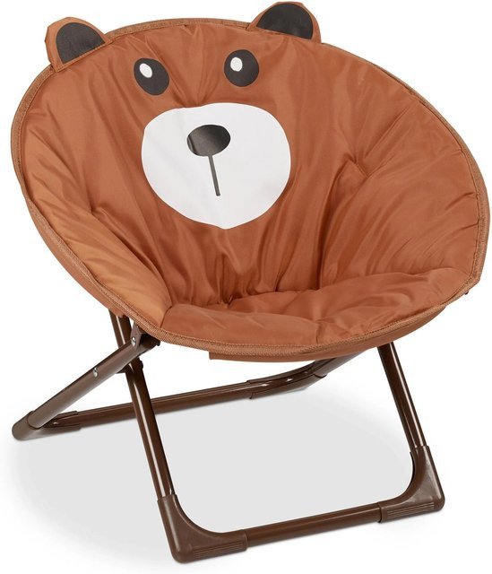 Relaxdays Moonchair für Kinder mit Bär-Design, faltbar aus Polyester, B/T/H: 47 x 50 x 48 cm - Bild 1