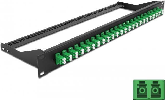 Delock LWL-Patchpanel 24 Port LC Duplex Singlemode, Schwarz-Grün, 1 HE, Breite: 48,3 cm - Bild 1