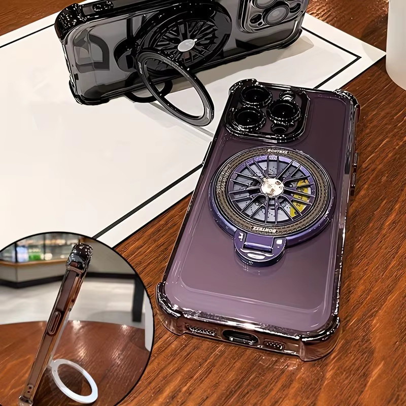 Magnetische 360 Grad Schutz Handyhülle mit drehbarer Halterung für Samsung Galaxy S26 S25 Ultra S24 FE S23 Plus S22 A36 A35 A55 A54 A53 in Gold und Purple - Bild 1