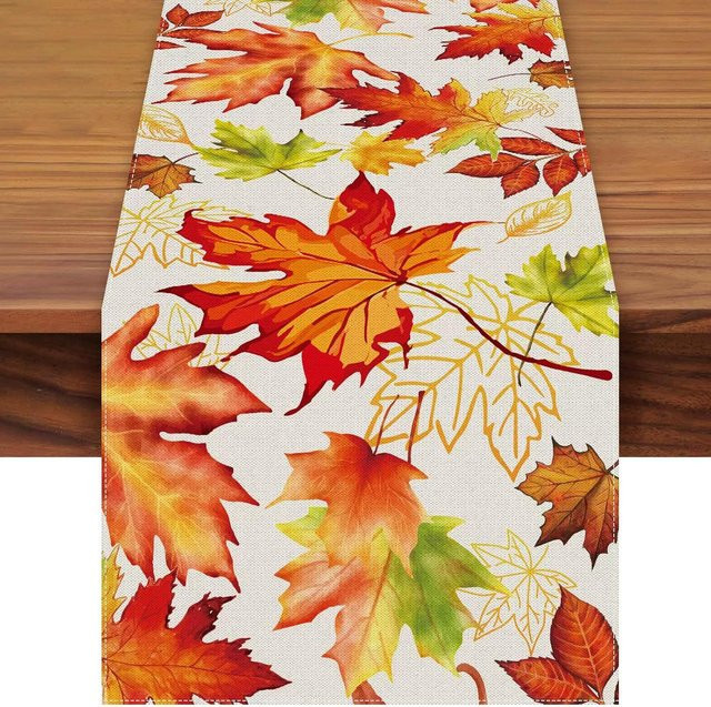 ILVISEST Tischläufer mit Herbst-Ahornblättern und Tannenzapfen, Mehrfarbig, B/T/H: 33 x 120 cm - Bild 1