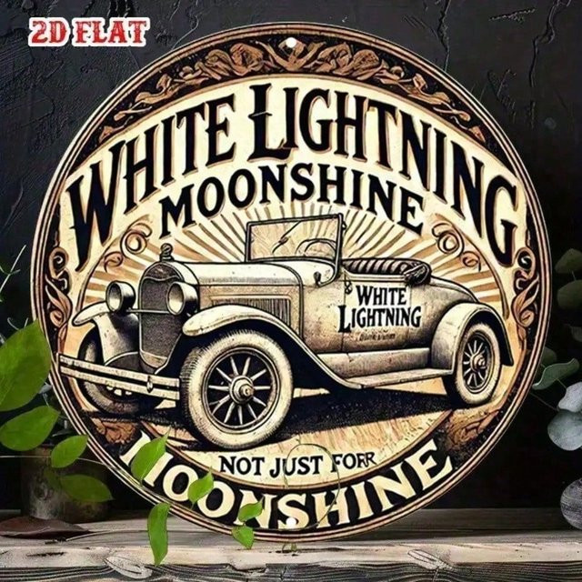 CIFBUY Vintage Moonshine Rundes Blechschild als rustikale Wandkunst in Mehrfarbig, Durchmesser: 20 cm - Bild 1