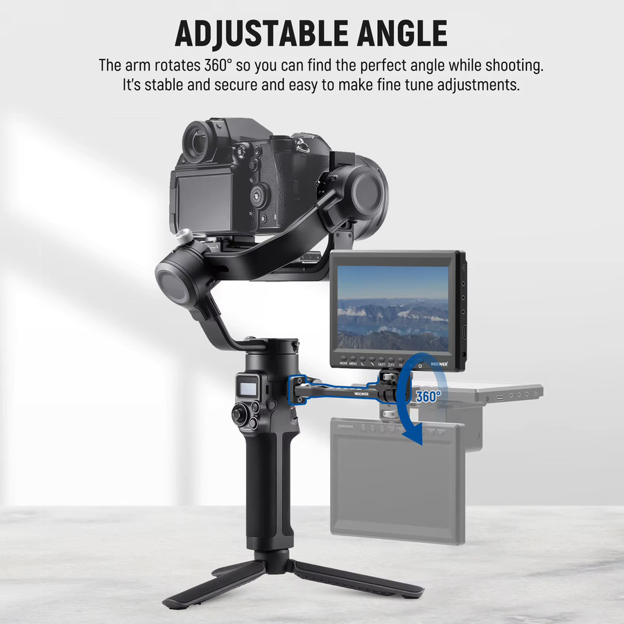 Neewer Feldmonitor-Halterung in Schwarz, 360 Grad drehbare Kamera-Monitor-Halterung mit 1/4 Zoll Gewinde, kompatibel mit DJI RS 2 und RSC 2 - Bild 5
