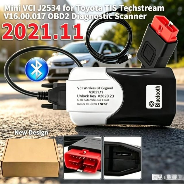 Delphi VCI OBD Auto-Fehlerdiagnosegerät mit Bluetooth, kabelloses Diagnosewerkzeug für Fahrzeugscanner, Schwarz - Bild 1