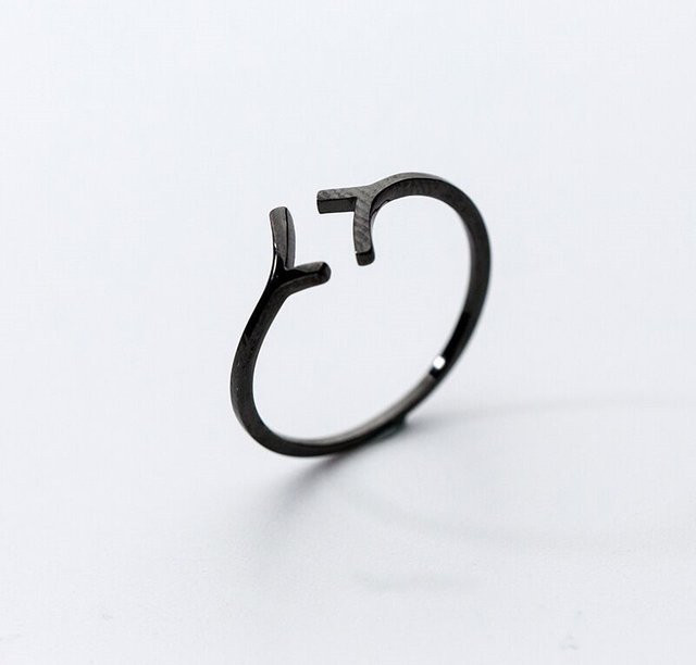 Ring 925 Silber, Schwarz, Baum Zweige, Damen - Bild 1