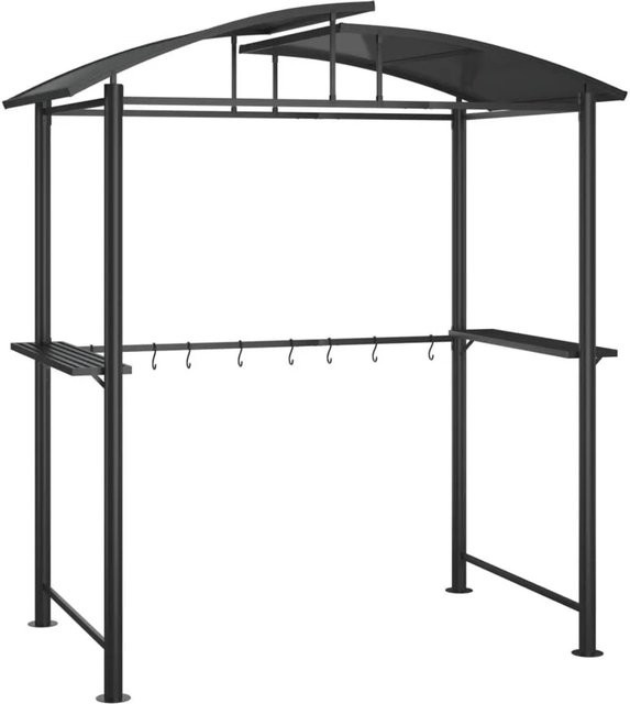 vidaXL Grillpavillon aus Stahl mit Seitenregalen und PC-Platten, Anthrazit, B/T/H: 210 x 114 x 230 cm - Bild 1