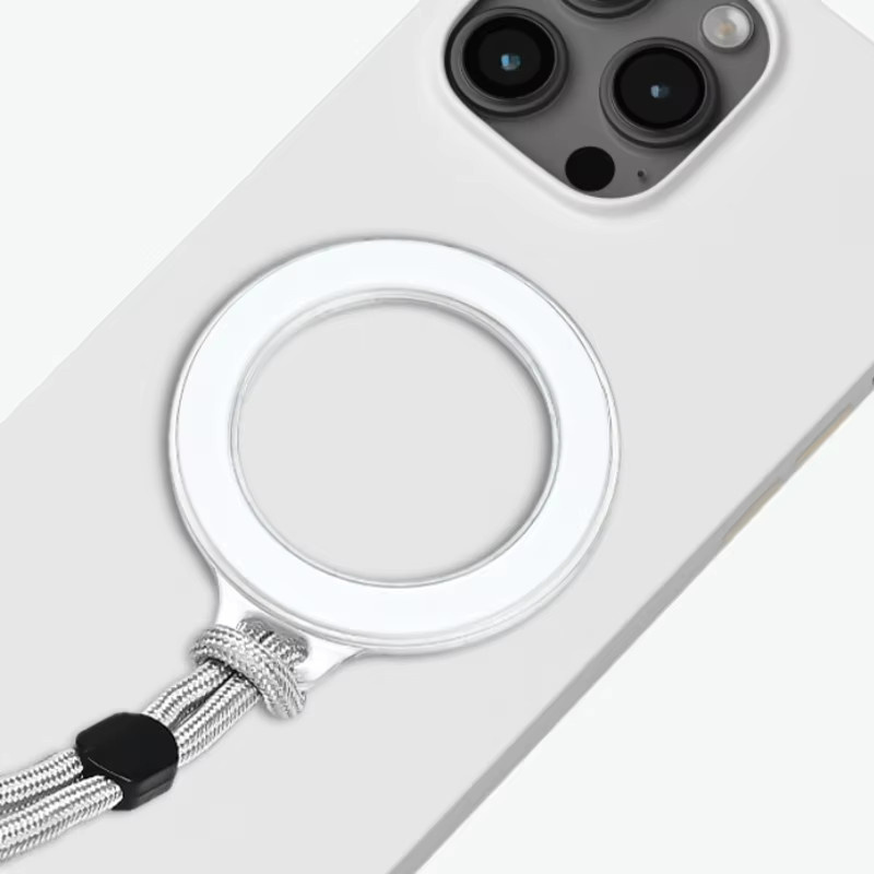 MagSafe Magnetischer Ringhalter mit Umhängeband in Schwarz, 360 Grad rotierbarer faltbarer Telefongriff für iPhone und Xiaomi - Bild 2