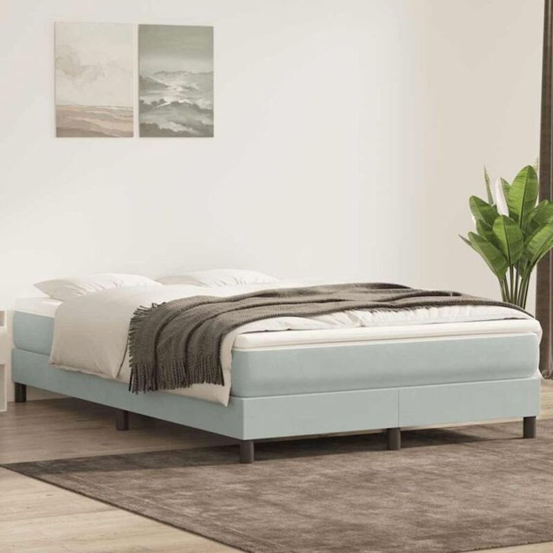 vidaxl Boxspringbett mit Matratze in Grau aus Samt, B/T/H: 160 x 220 cm - Bild 1