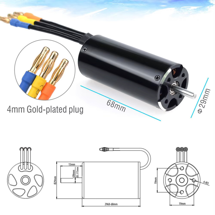 Rocket-RC Bürstenloser Motor, 29L Wasserkühlmantel, Metall, Schwarz - Bild 3