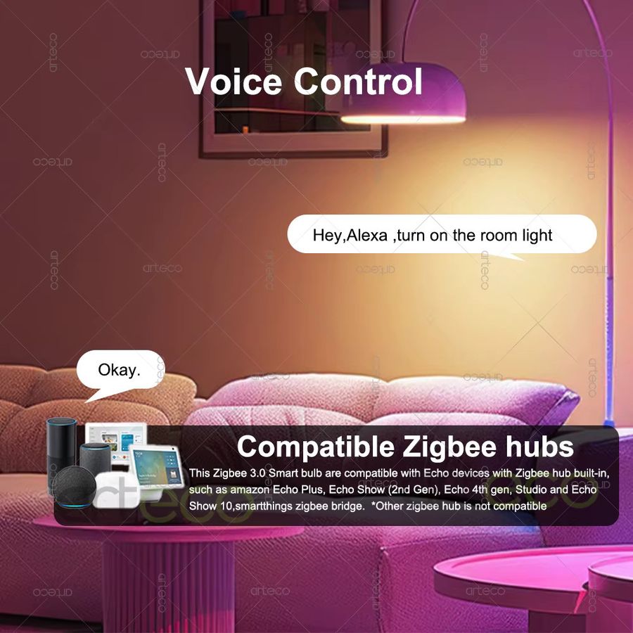 Arteco Smart LED-Birne E27 RGBCW Zigbee 3.0 kompatibel mit Alexa, Google Home und Zigbee2MQTT - Bild 4