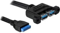 Delock USB 3.2 Gen 1 Adapterkabel von 19-Pin-Header auf 2x USB-A Buchse, Schwarz - Bild 1