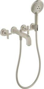 Hansgrohe Axor Citterio Fertigmontageset Wannenarm mit Handbrause, Wandmontage, 3-Loch, gebürstetes Nickel - Bild 1