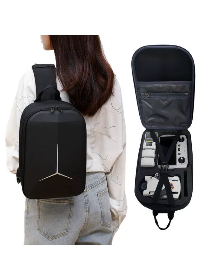 Tragetasche für DJI Mini 3 Pro und Mini 3 mit Schultergurt und Brusttasche für DJI RC/RC N2 Controller in Schwarz - Bild 6
