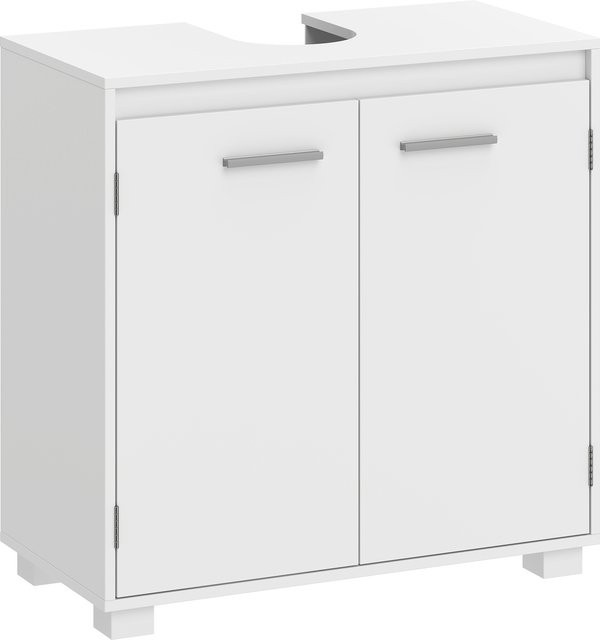 HOMCOM Waschbeckenunterschrank Badezimmerschrank mit 2 Türen und verstellbarem Regal in Weiß, B/T/H: 60 x 30 x 60 cm - Bild 1