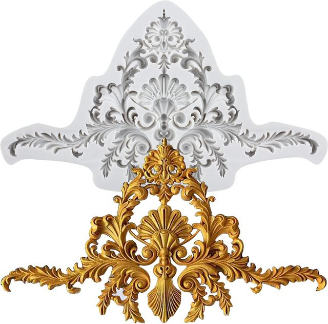 Mujiang Silikonform Barock Blume Relief für Fondant, Kuchen, Schokolade und Harz in Weiß - Bild 1