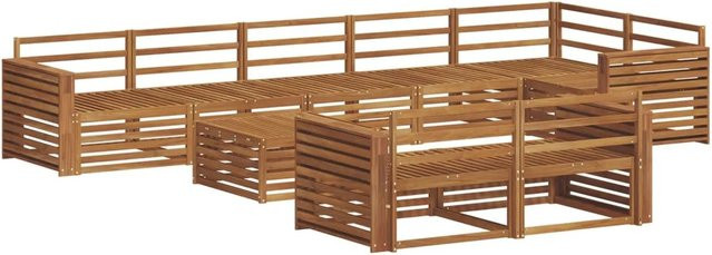 vidaXL Outdoor-Sofagarnitur 9-teilig aus Akazienholz in Natur/Braun - Bild 1