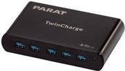 PARAT PARAPROJECT TC5 Netzteil mit 2.8 A, PD-Unterstützung und 10 Ausgabeanschlussstellen (5 x USB-C, 5 x USB Typ A) in Schwarz - Bild 1