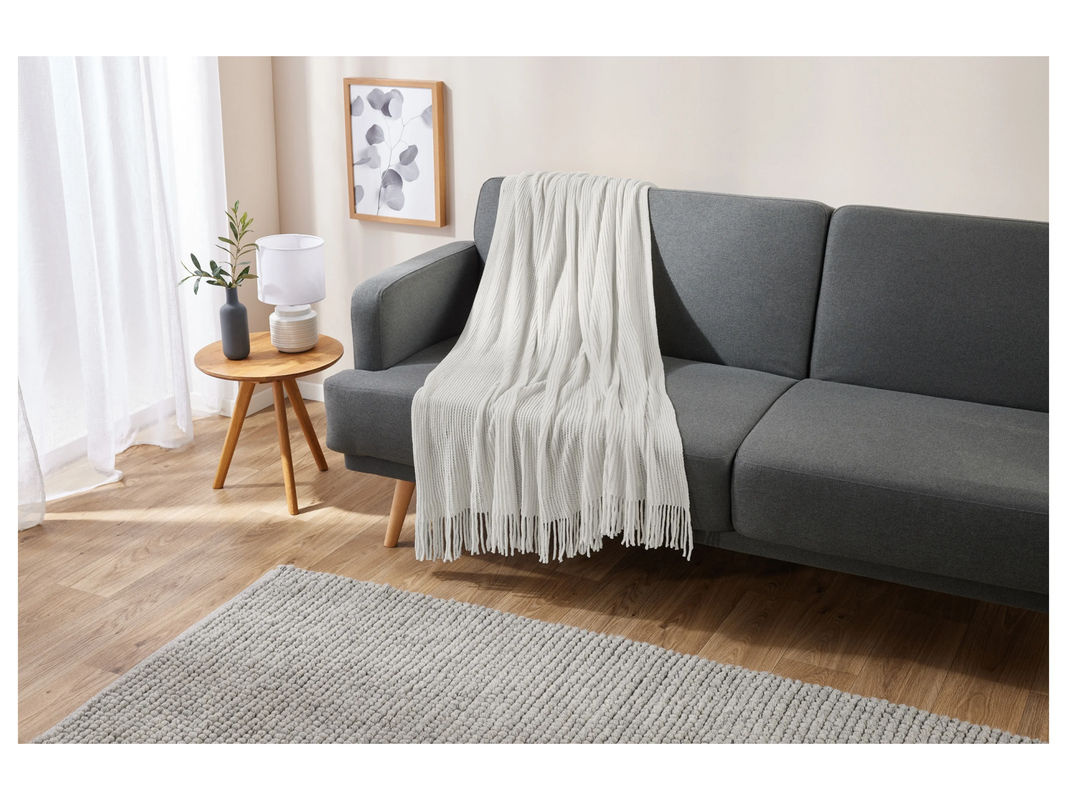 LIVARNO HOME Chenille-Plaid in Beige aus Polyester - Bild 2