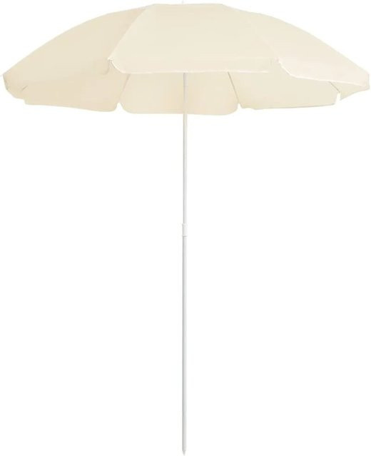 furnicato Sonnenschirm mit Stahlmast und Polyester in Sand/Beige mit Blumendesign, Durchmesser: 176,5 cm - Bild 1