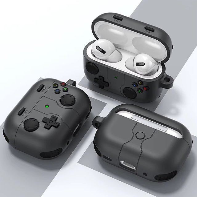 Schutzhülle aus Silikon im 3D Cartoon Design für Apple AirPods Pro 1 und 2 sowie AirPods 3 und 4 in Schwarz - Bild 1