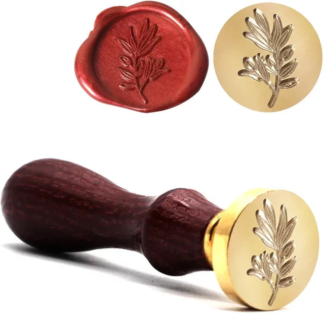 Vintage Wachssiegel Stempel mit Blumen-Motiv in Gold für Scrapbook, Umschläge und Hochzeitseinladungen - Bild 1