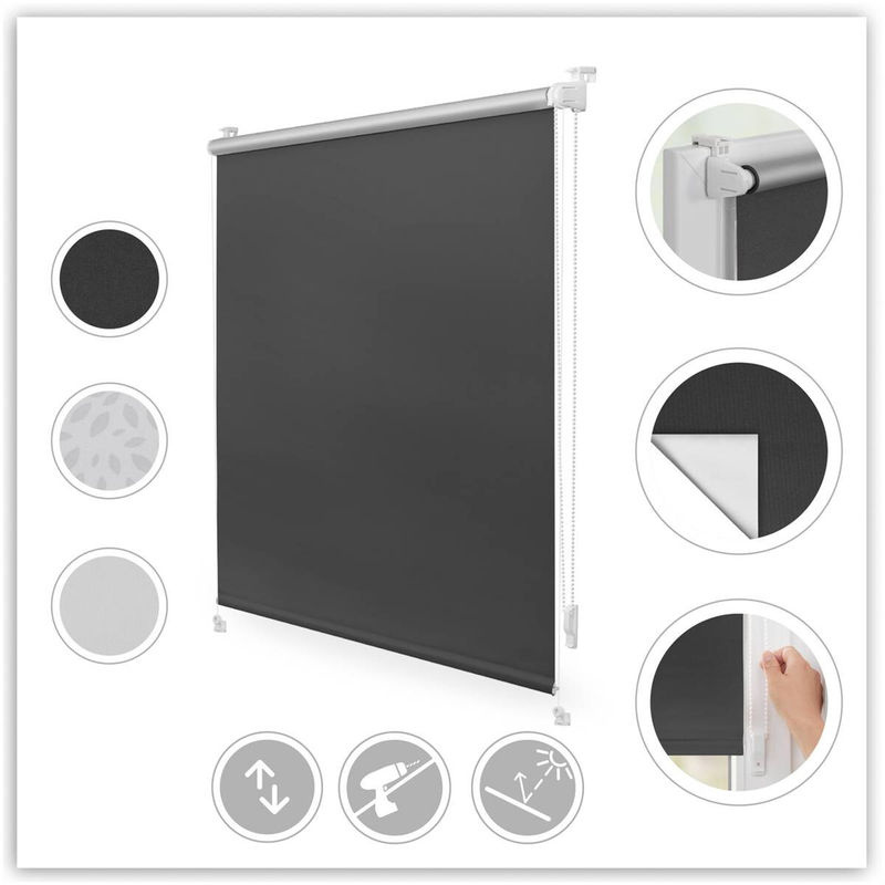 Lichtblick Thermo Klebe- und Klemmrollo Verdunkelungsrollo in Anthrazit Schwarz, Breite: 80 cm, Höhe: 150 cm - Bild 2