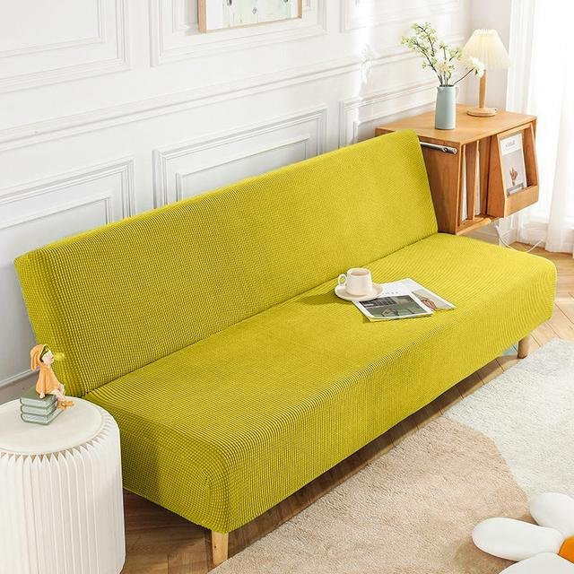 Lellen Jacquard Sofa Schonbezug mit floralem Muster, Gelb, Stretch, rutschfest, für Sofa Betten ohne Armlehnen, Breite: 190-210 cm - Bild 1
