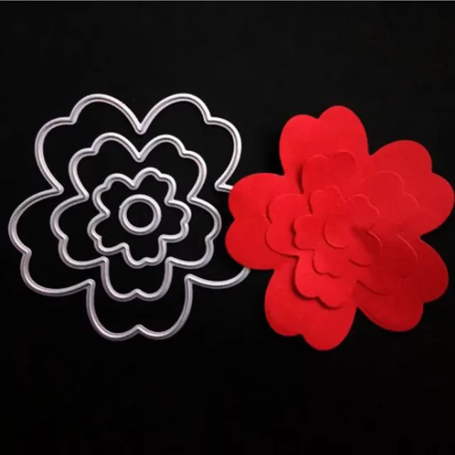 Silberne Metall Stanzformen mit Blumen-Motiv für DIY Scrapbook, Album und Papier-Handwerk - Bild 1