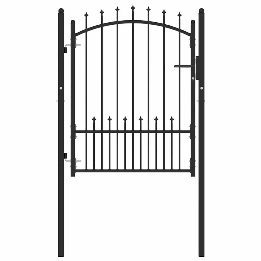 vidaXL Zauntor mit Spitzen und Schloss aus Stahl in Schwarz, B: 100 cm, H: 125 cm - Bild 2
