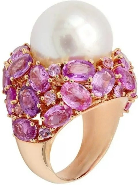 YoYo Ring, Imitationsperle, Zirkonia, Roségold, Damen - Bild 1