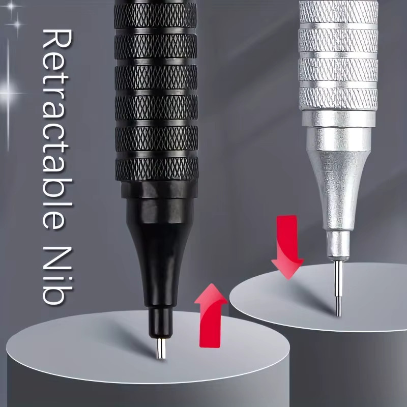 JOMPENS Metall Druckbleistift für Kunst und Büro in Silber oder Schwarz mit 0,3 mm bis 2,0 mm Minenstärke - Bild 2