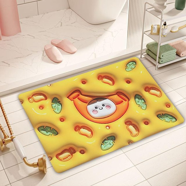 Schnelltrocknende und rutschfeste Kieselgur-Badematte von Yiran Furniture mit 3D-Design, B/H: 60 x 40 cm - Bild 1