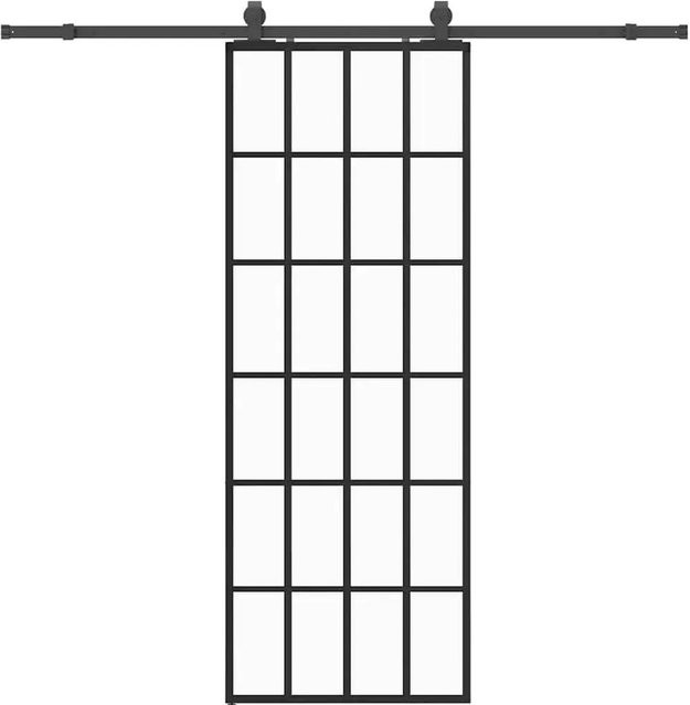 vidaXL Schiebetür aus ESG-Glas in Schwarz mit Beschlag, modern, Breite: 76 cm, Höhe: 205 cm - Bild 1