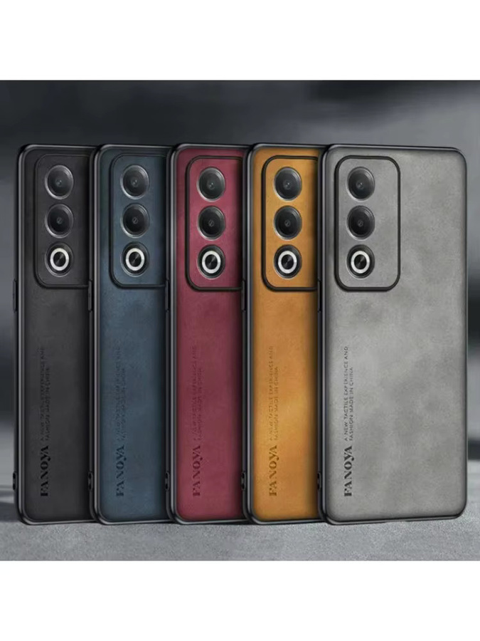 Luxus Handyhülle aus PU und TPU für OPPO A40 A60 A80 A3 Pro A3x A79 A59 A98 A78 A58 A38 A18 A96 A76 A36 in Grau - Bild 4