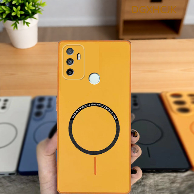 Magnetische Hart-Silikon-Handyhülle für OPPO A53 2020, A32, A33 und A53S 4G in Blau und Orange - Bild 1
