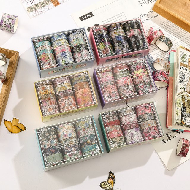 Florales Washi-Tape-Set mit 15 Rollen in Multicolour für Journaling und Scrapbooking - Bild 1