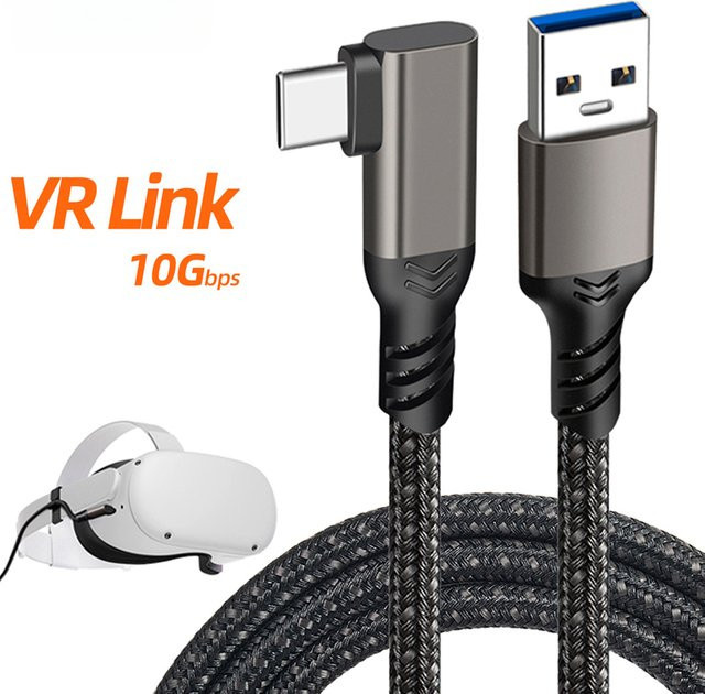 BSN USB-A auf USB-C Kabel Schwarz 10 Gbit/s USB 3.2 Gen1 für Oculus Quest Link VR Headset Datenübertragung und Schnellladung - Bild 1