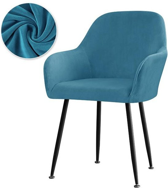 Samt-Bezüge für Hochsessel von airldianer, elastisches Plüsch-Fleece in Blau, waschbare Schonbezüge für Esszimmer-, Make-up- und Bürostühle, Modell ZX130 - Bild 1