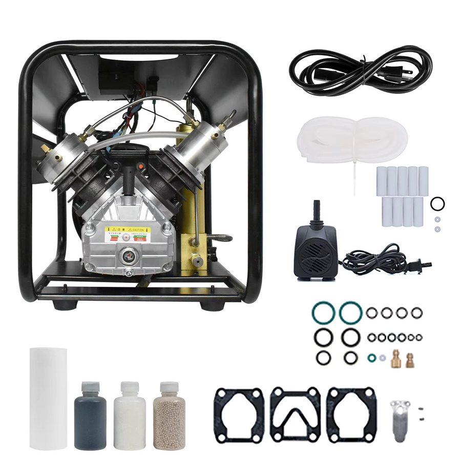 TUXING Hochdruck-Tauchkompressor PCP Luftkompressor 300 Bar 4500 Psi mit eingebautem Filter und Auto-Stopp für 6,8L Tauchflaschen in Schwarz - Bild 7