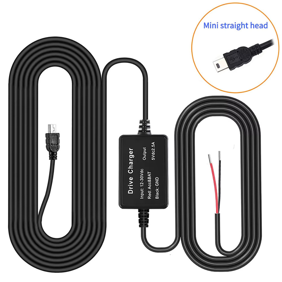 WYMECT Dash Cam Hardwire Kit mit Micro und Typ-C USB-Anschlüssen, 24H Parkmonitor Buck Line für DVR und GPS Recorder, Schwarz - Bild 3