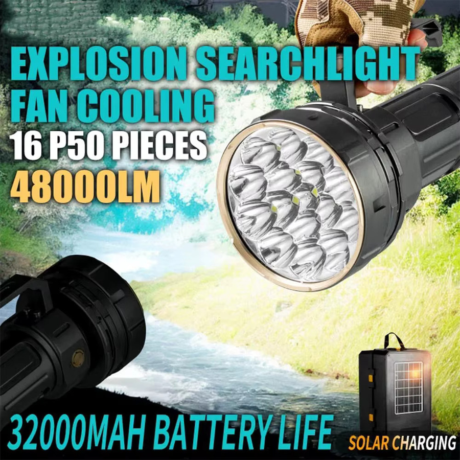 KENSUN LED-Taschenlampe mit Solar- und USB-Aufladung in Schwarz - Bild 2