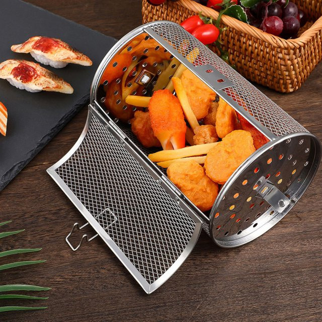 GCDHome Edelstahl Bratkorb in Silber für Kaffeebohnen und Lebensmittel zum Grillen und Rösten - Bild 1