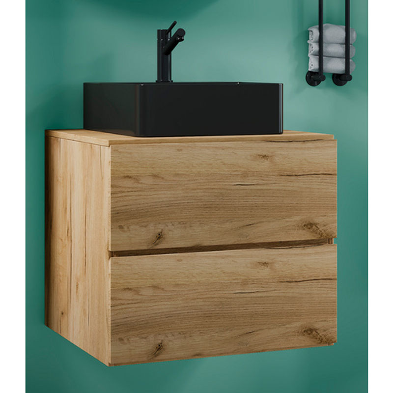 VCM Waschplatz-Set Lendas 2-tlg. aus Holzwerkstoff und Keramik in Braun und Schwarz, Breite: 60 cm - Bild 3