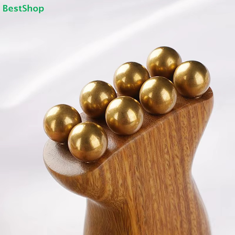 HNKMP Lymphdrainage-Massagegerät, Holzschaber mit Messingkugeln, Unisex - Bild 4